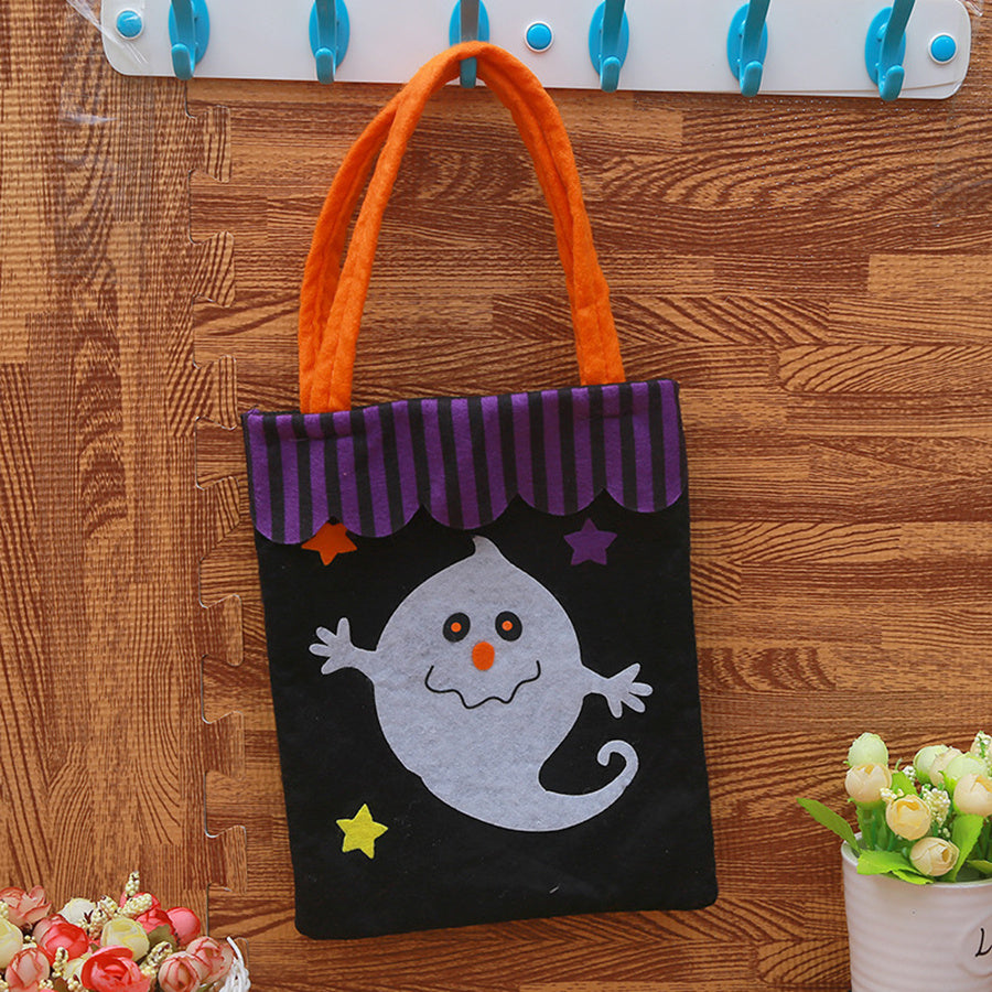 Halloween Print Tote Bag Trick Or Treat Candy Bag Reusable Storage Basket