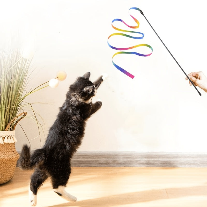 Interactive Cat Toys Wand Rainbow String Teaser