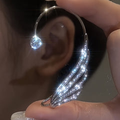 Rhinestone Angel Wing Clip-On Earrings - No Piercing Required