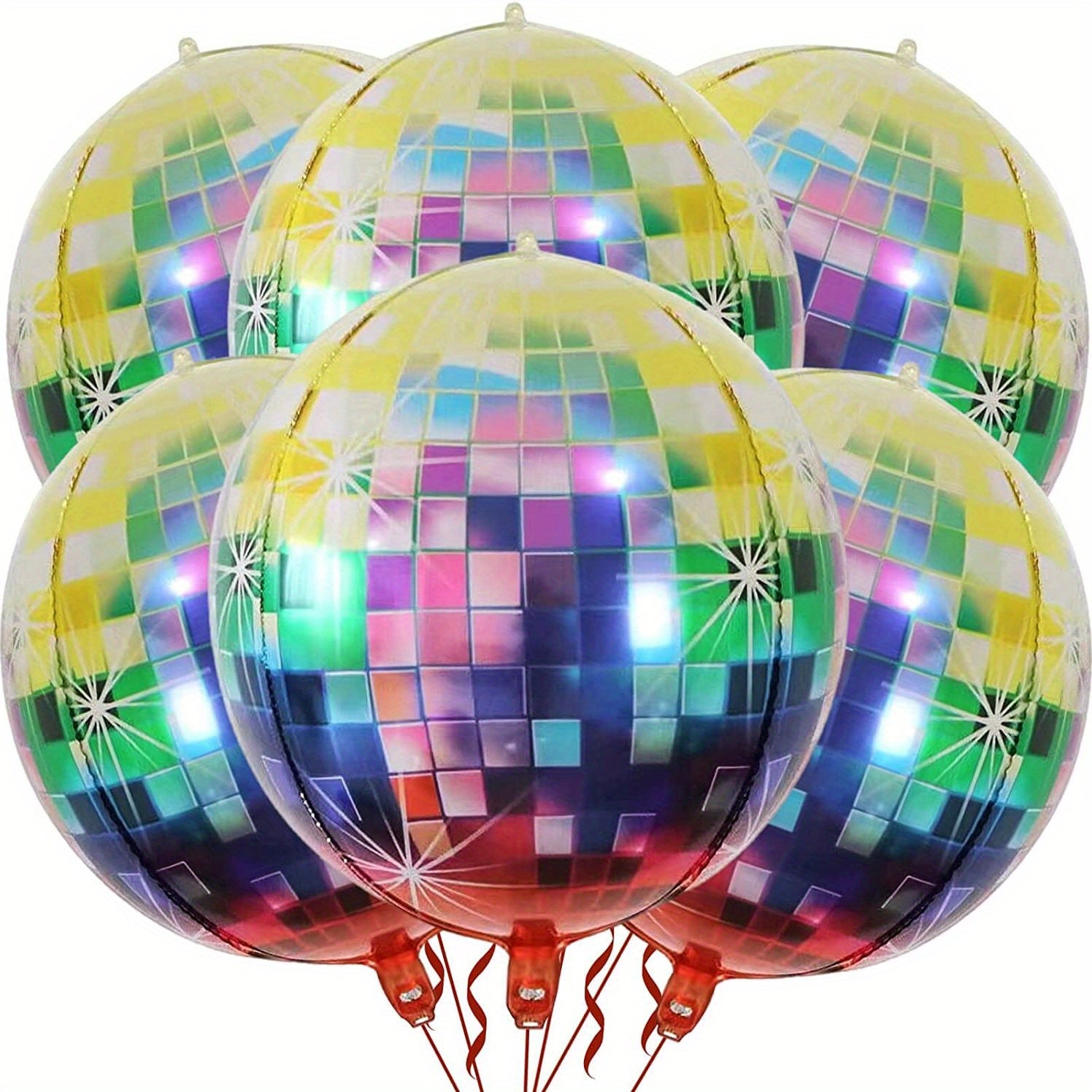 6 Pack Disco Ball Balloons for Retro Party Decorations