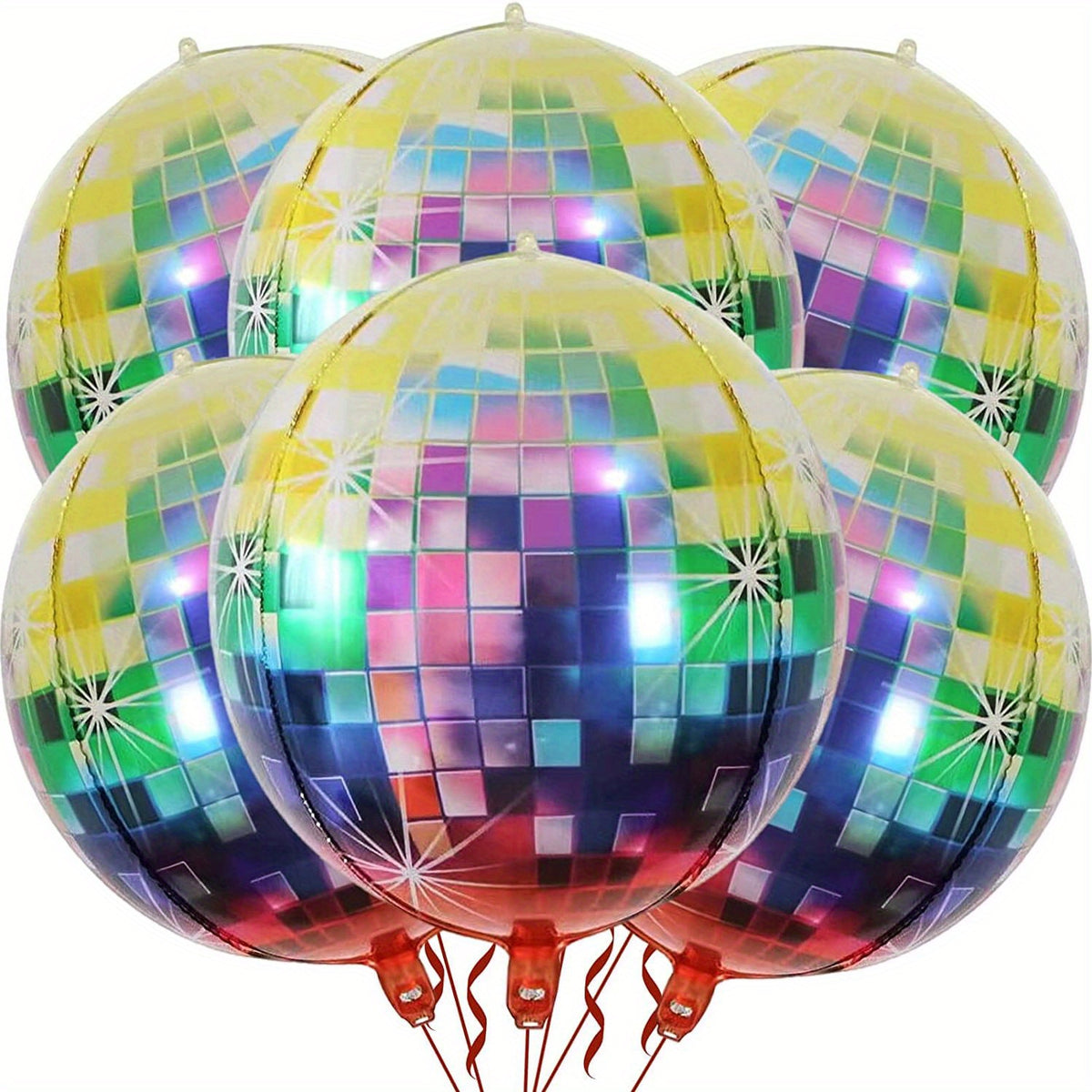 6 Pack Disco Ball Balloons for Retro Party Decorations