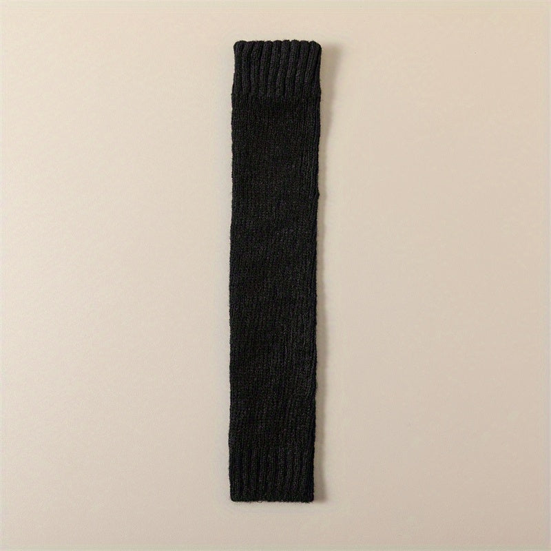 Solid Rib Knit Leg Warmers All-match Knee High Socks Women's Stockings