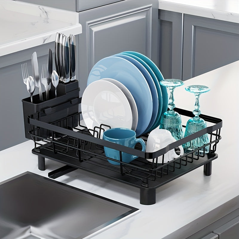 Kitchen Dish Drain Rack With Drainboard and Utensil Holder