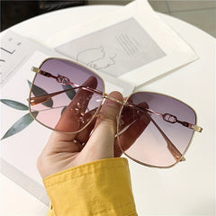 Women's Large Square Sunglasses Metal UV400 Sun Shades Glasses