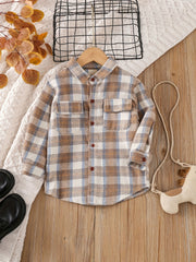 Boys Plaid Flannel Shirts Long Sleeve Button Down Tops Outwear Jacket