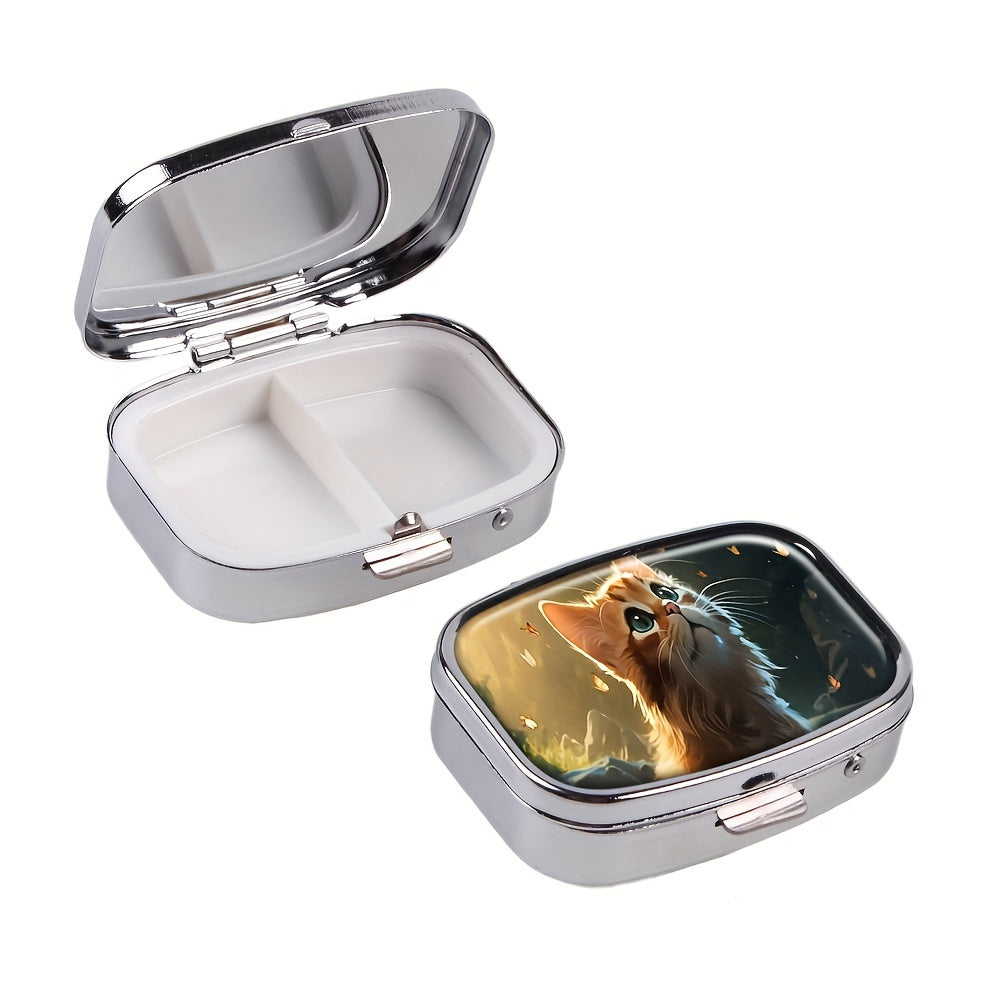 Cat 2 Compartment Pill Box Decorative Medicine Organizer