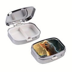 Cat 2 Compartment Pill Box Decorative Medicine Organizer