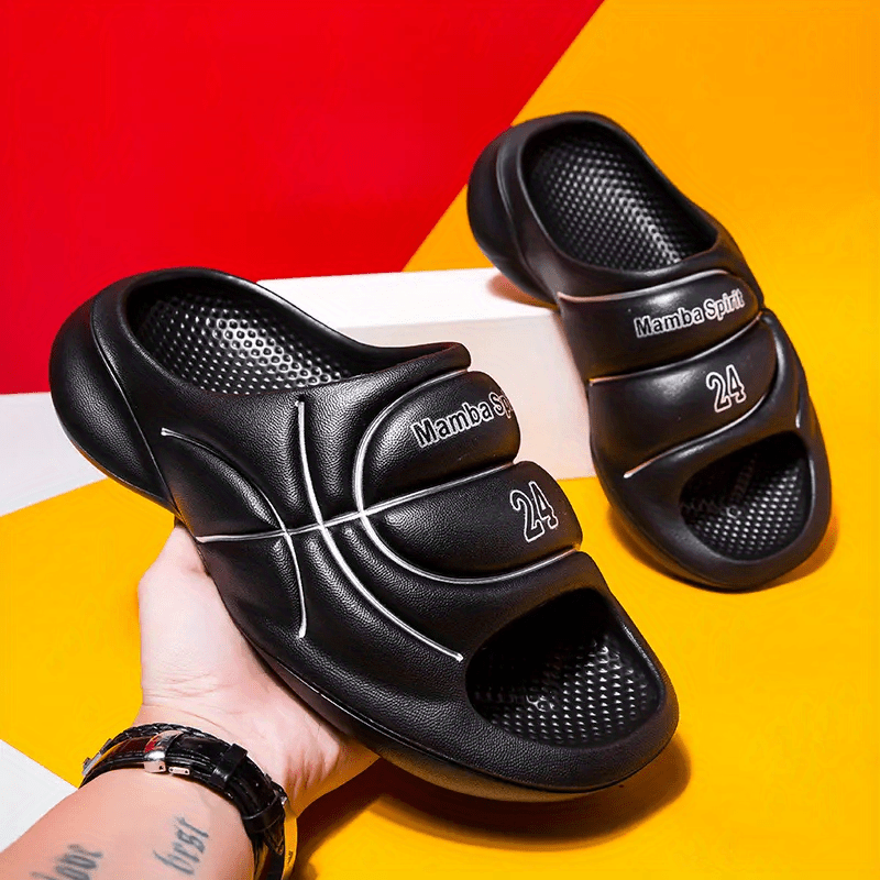 Men's Embossed Slides Non Slip Slippers - Indoor Outdoor Shoes