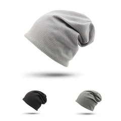 Embossed Solid Lightweight Slouchy Skull Cap Unisex Couple Knitted Beanies