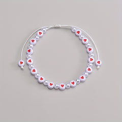 Seaside Acrylic Love Beaded Pearl Anklet