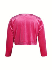 Women's Plus Velvet Long Sleeve Crop Blazer