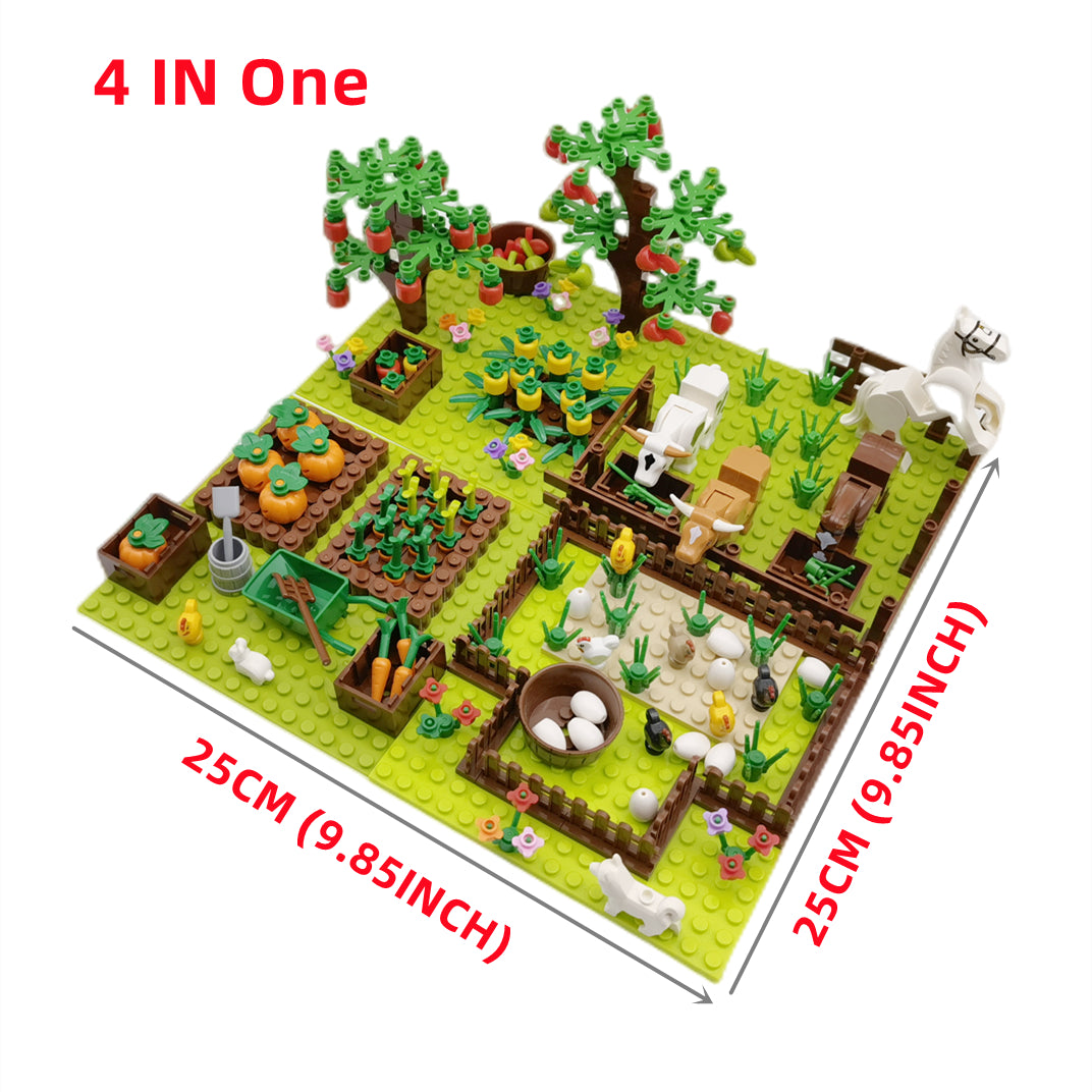 IDEAMOC Farm Animals & Trees Building Blocks Set 4 in 1