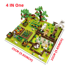 IDEAMOC Farm Animals & Trees Building Blocks Set 4 in 1