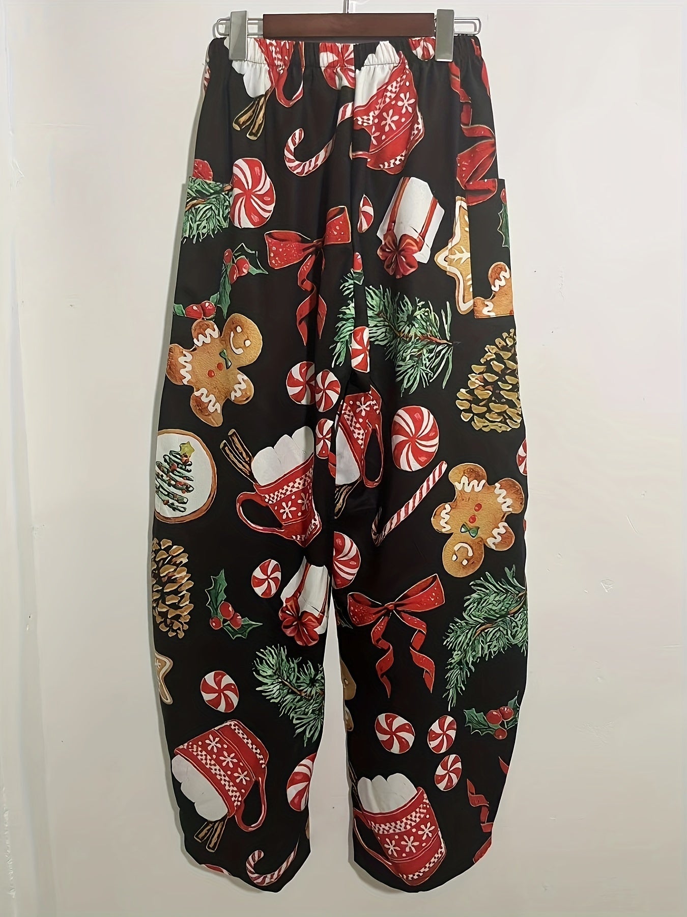 Women's Plus Christmas Print Wide Leg Pants