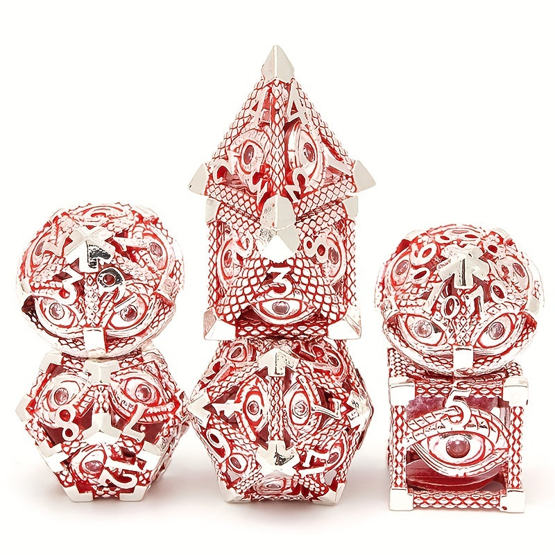 7pcs Hollow Metal Magic Eye Dice Set for Table Games