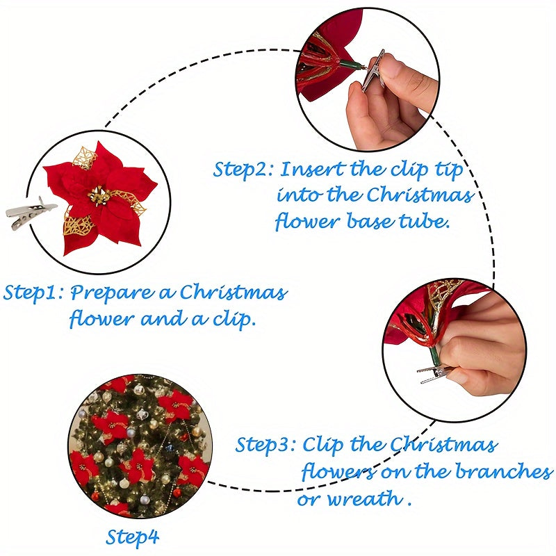 30pcs Mini Metal Clips Xmas Tree Flower Ornament Fixed Clip