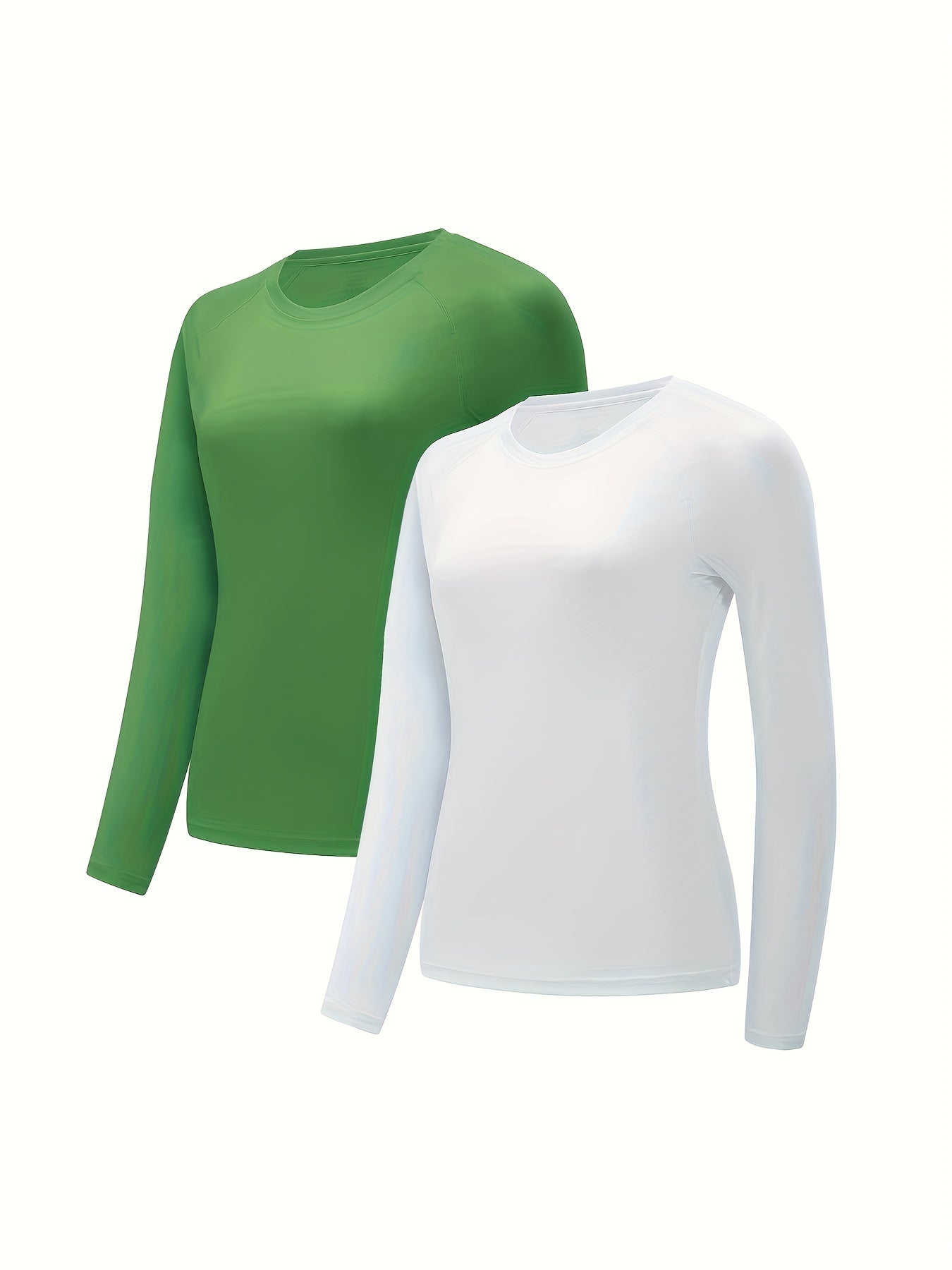 2pcs Solid Lounge Tops Long Sleeve Crew Neck Top Women's Loungewear