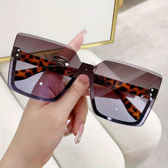 Square One piece Sunglasses For Women Men Oversized Gradient Rimless Glasses