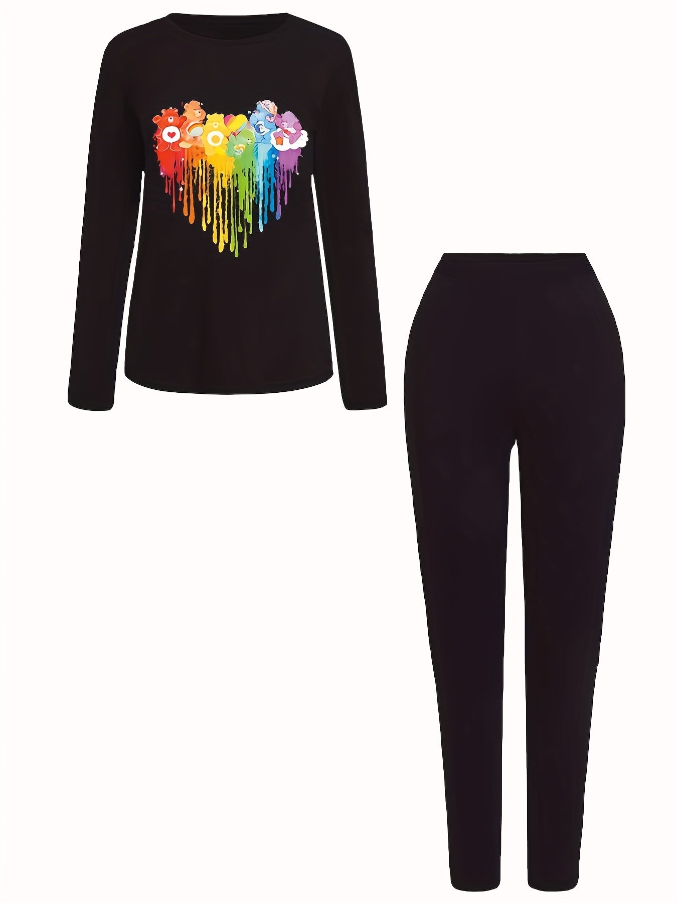 Bear Print Matching Set Long Sleeve T-shirt & Leggings
