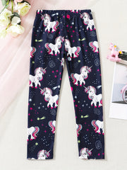 Kids Unicorn Graphic Elastic Waist Leggings