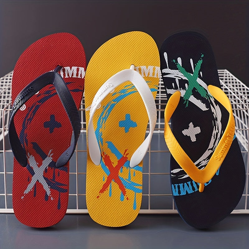 Men's Cartoon Print Arch Support Flip Flops Lightweight Non-slip Sandals