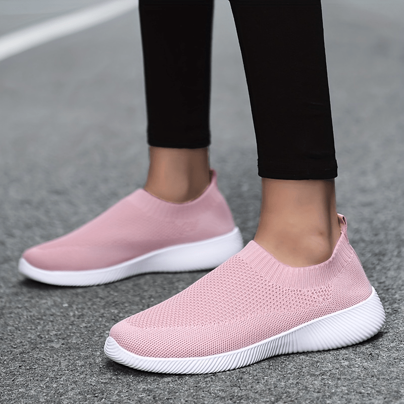 Women's Mesh Slip On Walking Shoes Breathable Anti-slip Outdoor Flat Shoes
