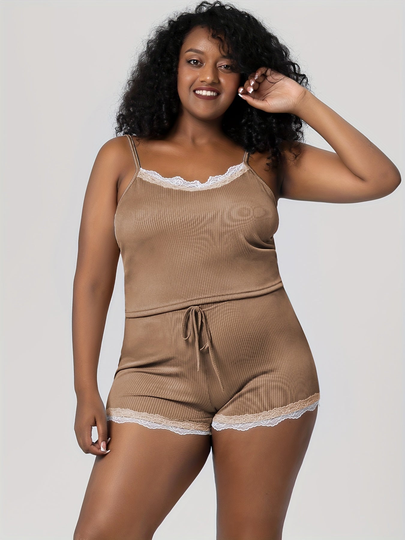  Ribbed Cami Top & Shorts Pajama Set