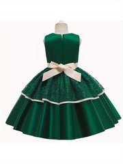 Girls Sleeveless Lace Flower Princess Dress
