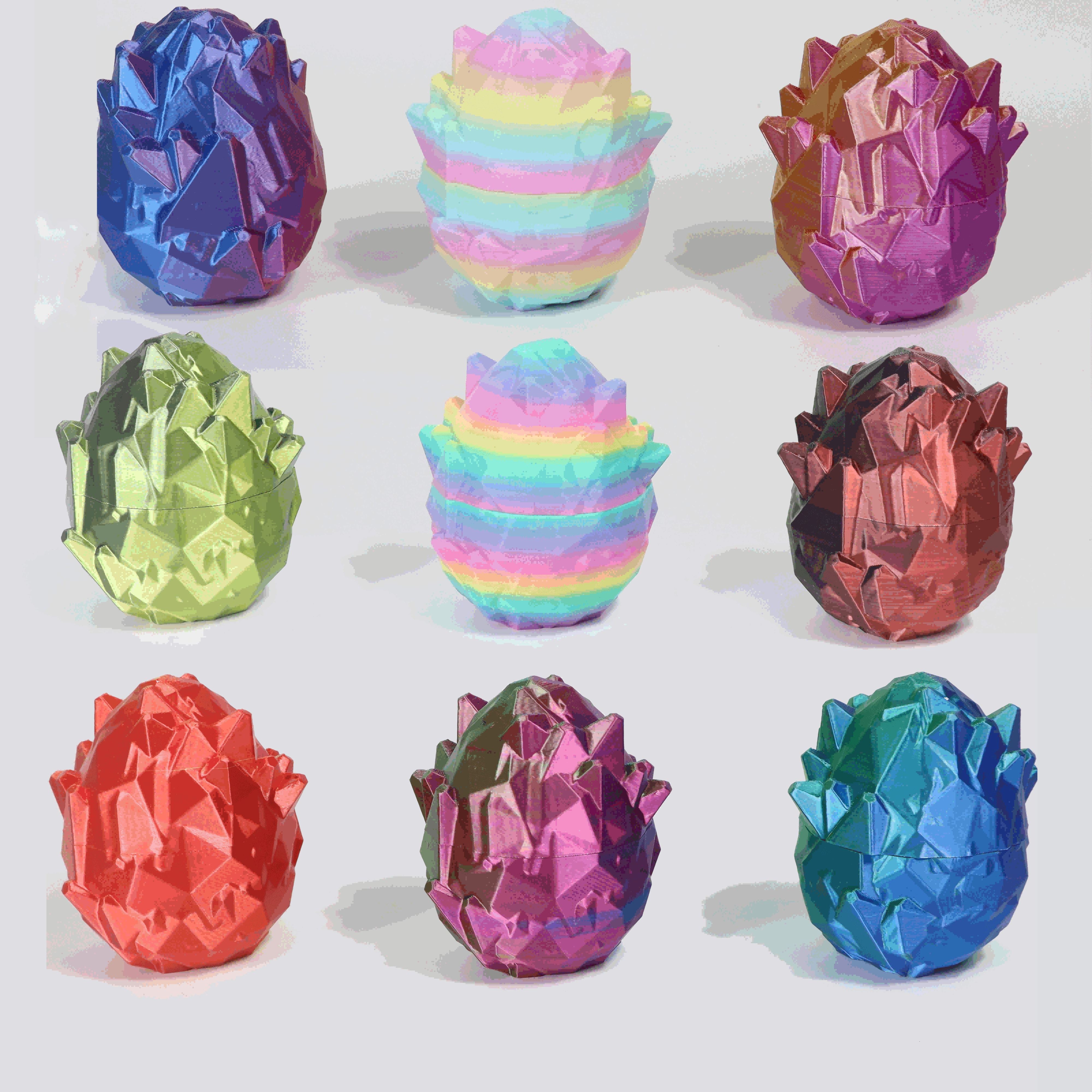 3D Printed Crystal Dragon Egg Set - Dragon with Articulation & Real Eyes