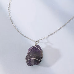 Men's Rough Wire Wound Stone Necklace