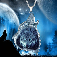 Girl's Wolf King Night Pendant Necklace For Friends Birthday Gift