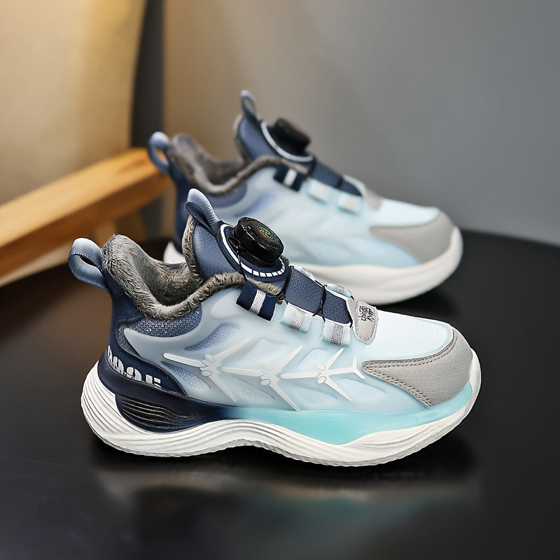 Rotating Buckle Warm Plush Lining Boys' Basketball Shoes