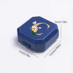 6 Compartment Pill Box C Letter Print Portable Medicine Dispensing Box