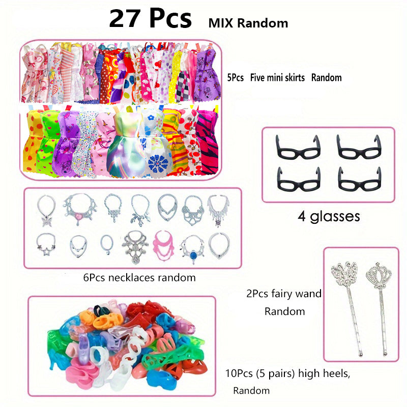 27pcs Mixed Colors DIY Doll Clothing Set for 11.5 Inch Dolls