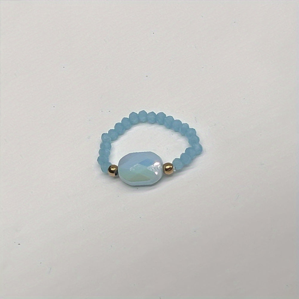 Colorful Crystal Glass Beads Ring for Women