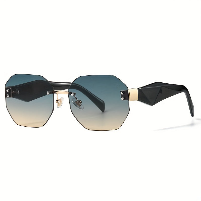 Polygonal Rimless Sunglasses UV400 Gradient Glasses