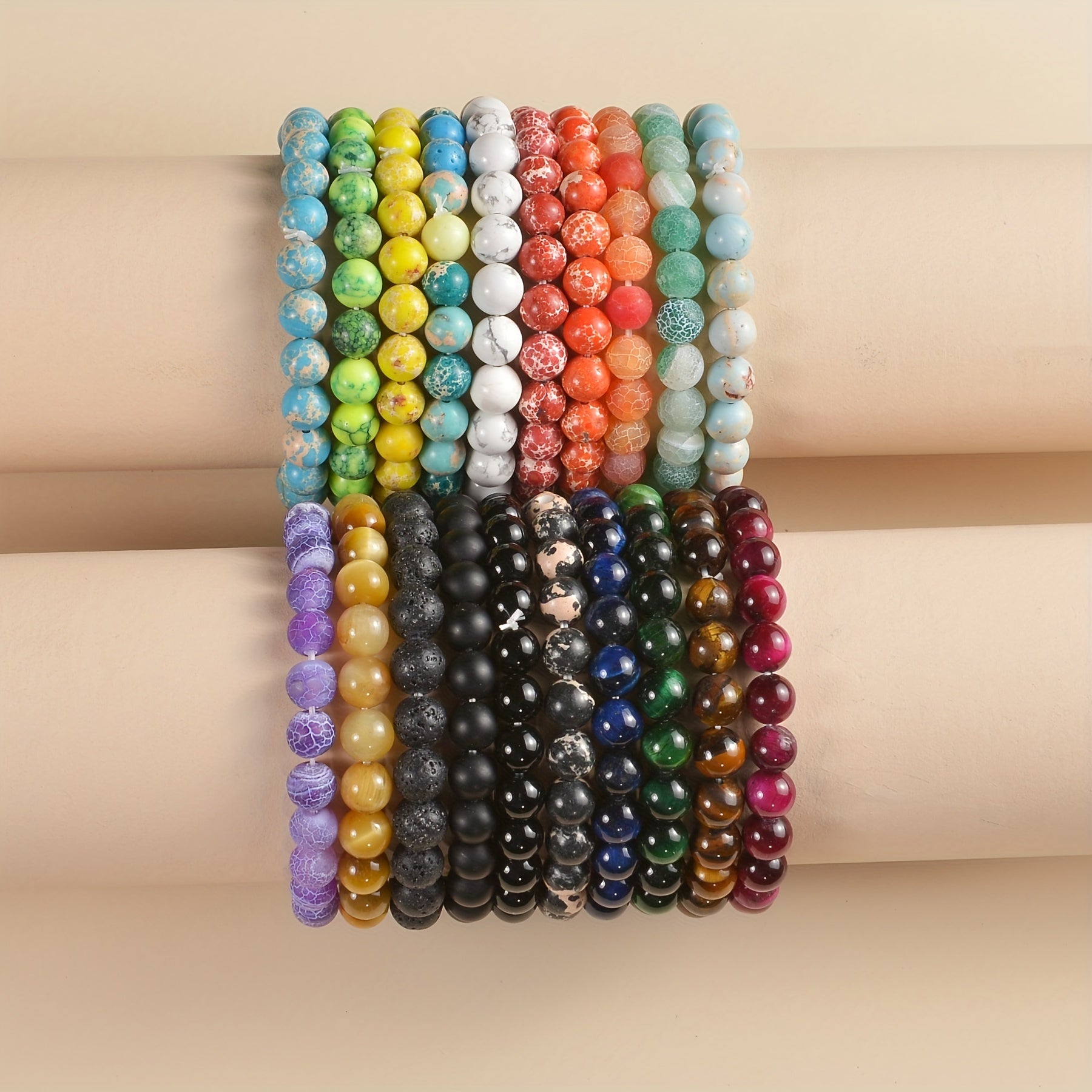 8mm Healing Stone Beaded Bracelet Natural Stretch Bracelet