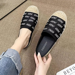 Women's Letter Pattern Sandals Slip On Round Toe Thick sole Espadrilles Shoes