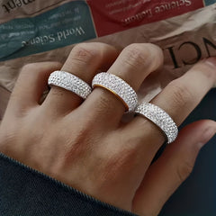 Men's Titanium Steel Ring with Five Rows Artificial Diamonds