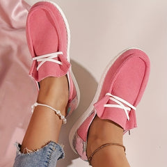 Women's Sequins Flat Loafers Lace Up Soft Sole Shoes