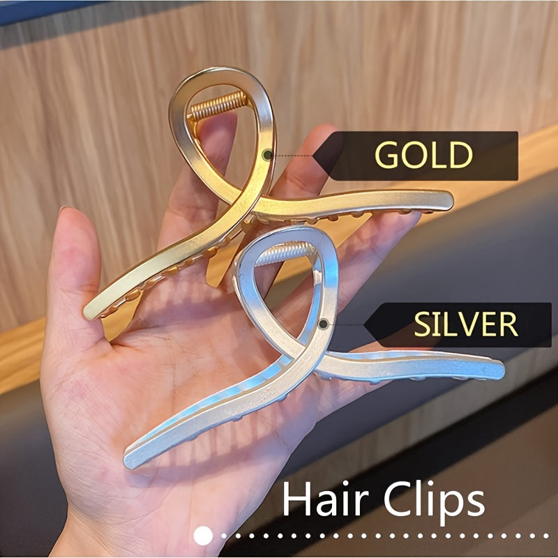 Golden Silver Metal Hair Clips For Women Big Hair Clips Nonslip Metal Hair Claw
