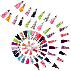 10pcs 38mm Leather Tassel Cap Charms Earring Fringe Keychain Pendant Straps