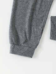 Kid's Cozy Pajamas 2pcs Long Sleeve Top & Solid Pants Set