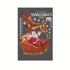 Christmas Window Stickers Santa Claus Sleigh Glass Door Decorations