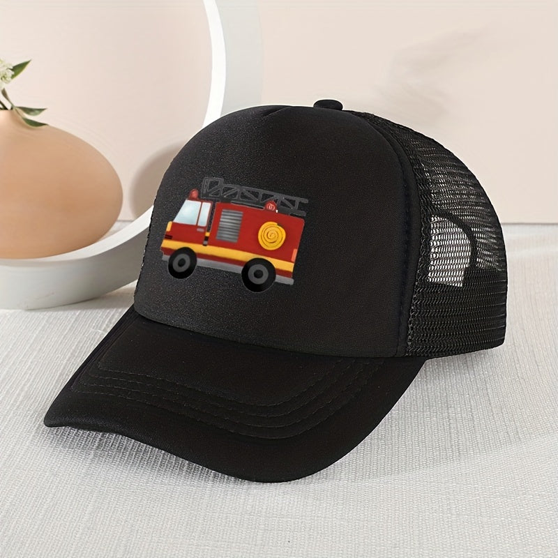 Casual Fire Truck Mesh Stitching Cap Sun Protection
