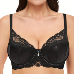  Contrast Lace Underwire Bra Non Padded Comfort