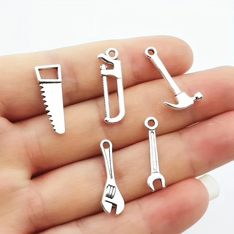 10pcs Mini Tool Serrated Wrench Hammer Head Pendant DIY Jewelry Making