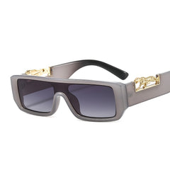 Leopard Decoration Square Frame Retro Sunglasses
