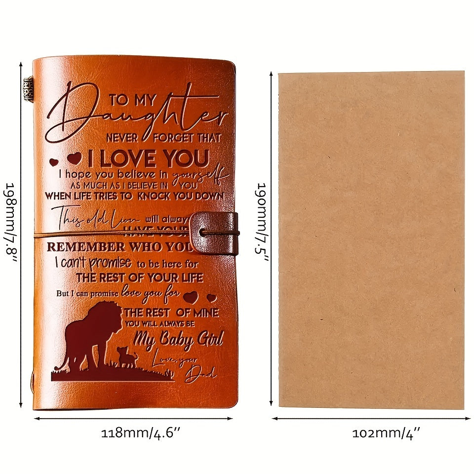 1pc Family Sequence Leather Notebook Son Retro Notebook A6 With 144 Pages