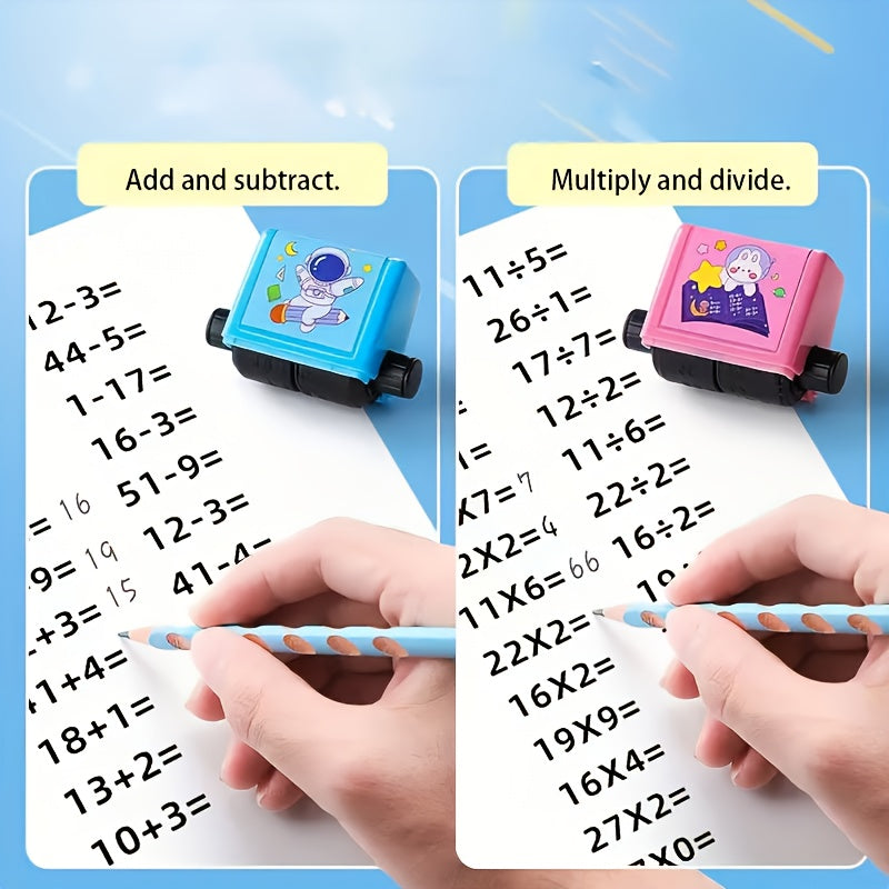 2pcs Math Seal Set for Teachers, Red Ink, Addition Subtraction